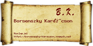 Borsenszky Karácson névjegykártya