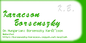 karacson borsenszky business card